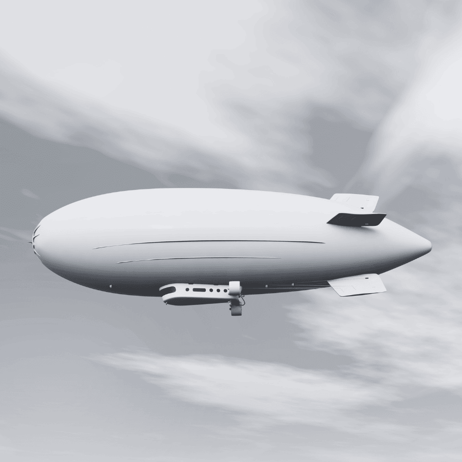 An inflated blimp in the sky