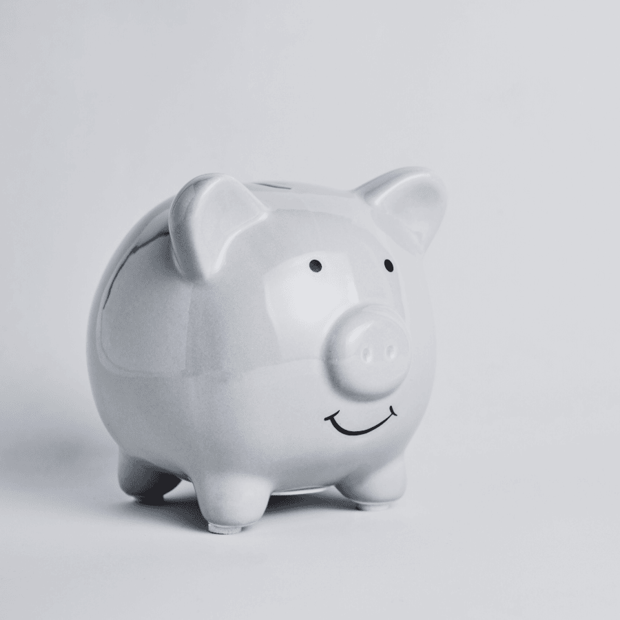 A piggy bank with a smiling face